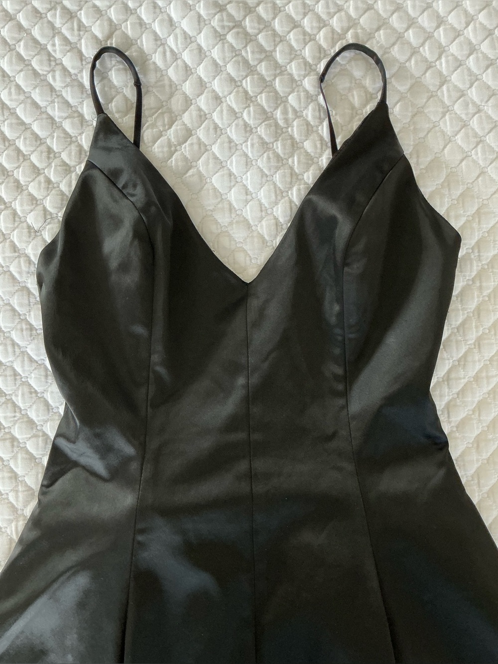 bebe Black Satin V-Neck Cocktail Mini Dress 6 - Picture 12 of 15